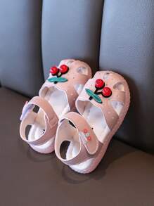 1 双婴儿幼儿女孩公主樱桃软底防滑舒适步行鞋，夏季女婴凉鞋 - 玫紅色 - 查看 7