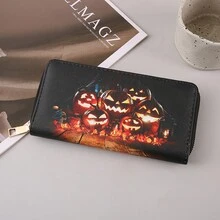 独特的 IC 风格长款钱包 - 拉链卡夹手拿包零钱包带安全封条适合日常使用万圣节主题配件生日礼物 Y2K 感恩节 - 彩色 - 查看 12