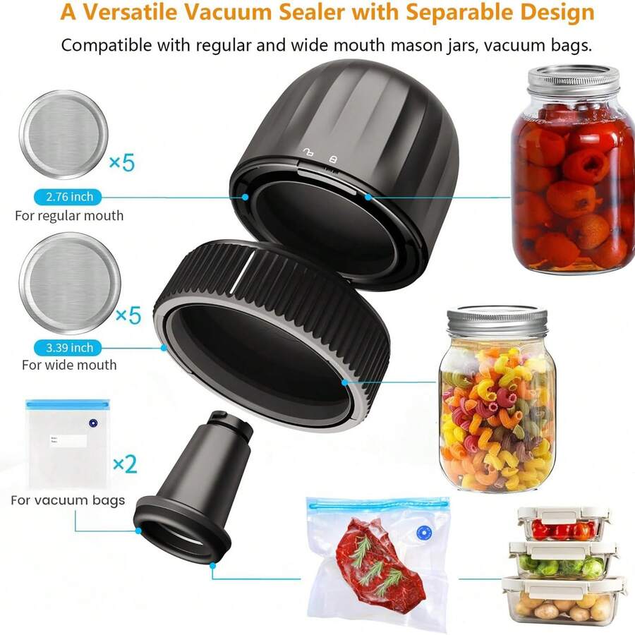Electric Mason Jar Vacuum Sealer, Upgraded Automatic Vacuum Sealer Kit