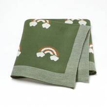 1 件彩虹提花针织婴儿毯，适合所有季节 - 彩色 - 查看 2