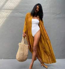 Plus Size Boho Chic Kimono Cover Up - Lightweight & Flowy Tie Dye Beachwear - Stylish Open Front For Women - Nhiều màu - Xem 3