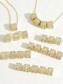 1pc Cubic Zirconia Stone Inlaid English Alphabet Letter Pendant Necklace, Suitable For Women Gift, Daily And Party Wear - Multicolor - View 6