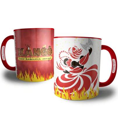 Caneca do Xangô, Orixá do Umbanda e Candomblé - Kaô Kabecilê, Coleção de Canecas dos Orixás, Religiões de Origem Africana,