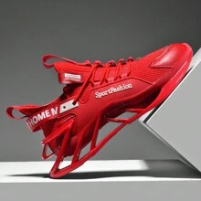 Men's Road Running Shoes Are Breathable Lightweight Fashionable Walking Sports Shoes And Versatile Men's Shoes - 紅色 - 查看 6