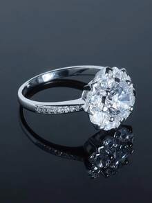 1 件 925 纯银 1.0 克拉 VVS1 D 无色莫桑石太阳花订婚戒指，0.15 盎司波西米亚风格优雅婚礼配饰，女士礼物，附赠豪华礼品盒 - 銀色 - 查看 3