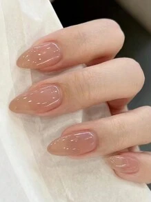 24/30 件各种尺寸玫瑰裸色哑光光滑亚克力按压指甲，适合女士和女孩，包括 1 件指甲锉指甲用品指甲 - 藕粉色 - 查看 17