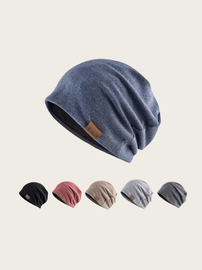1 件男女通用纯色休闲涤纶针织无檐小便帽，适合春季、秋季、冬季万圣节