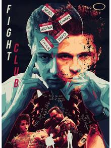  1 件复古电影海报电影搏击俱乐部帆布印刷规则海报复古家庭房间咖啡厅酒吧艺术墙壁装饰美学画无框架 ﻿ - 彩色 - 查看 50