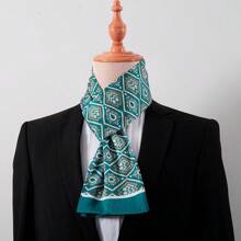 Elegant Men's Fashion Floral Print Scarf, Soft Faux Silk Neckerchief, Perfect Gift For Business/Formal Occasions, Spring/Autumn - Multicolor - View 24