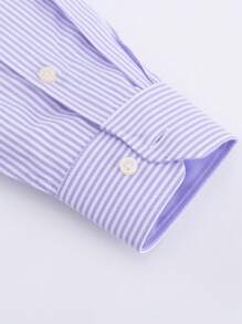 1 Stück Herren Gestreiftes Oxford Langarm Freizeithemd, Frühling/Herbst