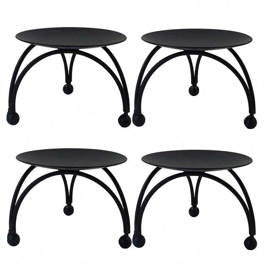 柱形烛台，铁制烛台，烛台，柱形蜡烛烛台，黑色烛台托盘，适用于派对、婚宴桌和家居装饰 - 多色 - 查看 1