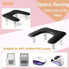 ibubu Upgrade Nail Arm Rest Height Adjustment U-Shaped Manicure Hand Rest Pillow Cushion Soft PU Leather Detachable Nail Art Hand Stand Holder Reposabrazos Para Manicura For Nails Tech - 黑色 - 查看 7