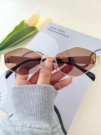 1 件钻石形金属小框架潮流 Y2K 时尚时尚眼镜海滩配饰女士眼镜遮阳镜