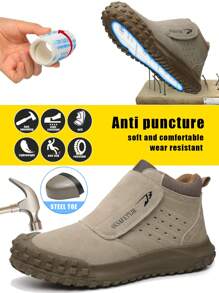 Unbreakable Steel Toe Piercing-Resistant Men's Safety Shoes - Khaki - View 2