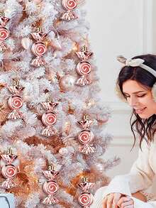 6 món/bộ đồ trang trí kẹo dẹt mạ điện nhiều màu sắc cho Giáng sinh, mặt dây chuyền cây thông Noel, đồ trang trí phòng khách, quà tặng tốt nhất - Nhiều màu - Xem 7