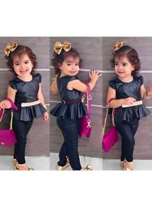 Conjunto PEPLUM CIRRE STRASS PRETO LUXO  Blogueirinha  Mini Diva Conjunto Infantil Menina  Conjunto Infantil Feminino  Roupas de Meninas Moda Infantil