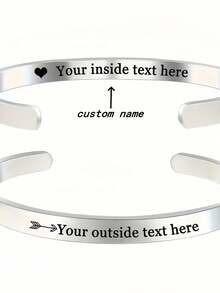 1pc Multi-Color Optional Personalized Letter Carved Stainless Steel Bracelet Brushed Matte Bracelet Simple Casual Style Creative Gift For Women