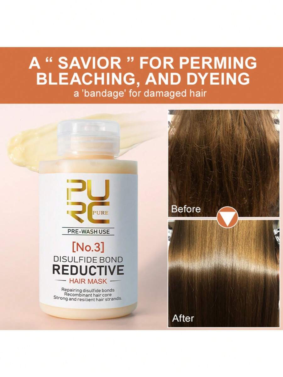 Mặt nạ tóc giảm liên kết disulfide PURC-3 Agent, làm mềm phục hồi tóc khô xơ, chăm sóc tóc mềm mượt dạng kem dầu nướng - trắng - Xem 1