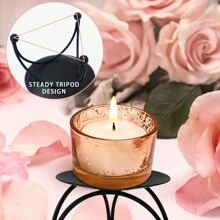 柱形烛台，铁制烛台，烛台，柱形蜡烛烛台，黑色烛台托盘，适用于派对、婚宴桌和家居装饰 - 多色 - 查看 3