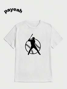 Payeah Baseball Player Fanout Fit Baseball Casual Digital Print  Pure Heavy Cotton T Shirt - 白色 - 查看 1