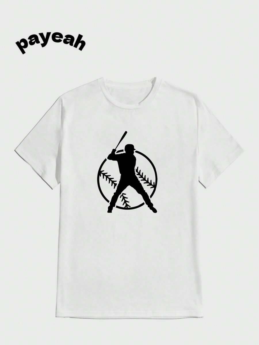 Payeah Baseball Player Fanout Fit Baseball Casual Digital Print  Pure Heavy Cotton T Shirt - 白色 - 查看 1