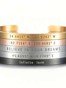 1pc Multi-Color Optional Personalized Letter Carved Stainless Steel Bracelet Brushed Matte Bracelet Simple Casual Style Creative Gift For Women