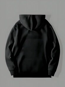 Áo nỉ trùm đầu in hình người tuyết kỹ thuật số 3D cỡ lớn cho nam dáng rộng có dây rút - Đen và trắng - Xem 3