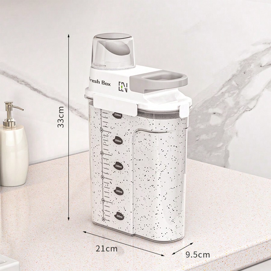 1pc Plastic Detergent Dispenser With Lid, LeakProof Sealed Powder