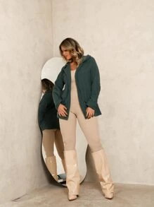 WOMEN'S WINTER COAT. WARM, FURRY - Teal Blue - View 5