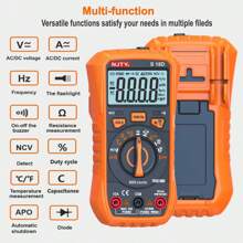 NJTY NJTY S18D Digital Multimeter, 6000 Counts, AUTO Range, True , Digital Electrician Tools, Temperature Measurement, Voltmeter Tester, Current Resistance, On-Off Diode, Resistance, Capacitance, NCV Function, (Battery Not Included)
