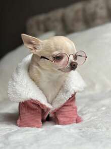 1 chiếc áo khoác thú cưng bằng vải nhung họa tiết chữ cái cho mùa đông - Đỏ - Xem 4