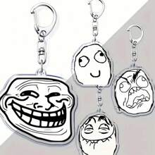 Funny TrollFace Keychain For Accessories Bag NoMeGusta Rage Face ForeverAlone Pendant Key Chain Ring Keyring Jewelry Fans Gifts Car Accessories Bag Charm School Letter Cute Goth Y2k - Multicolor - View 6
