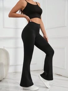 Damskie wiosenne i letnie legginsy sportowe z wysokim stanem i podnoszeniem bioder, legginsy sportowe o wysokiej elastyczności, spodnie typu casual flared z brzoskwiniowym tyłkiem, spodnie z szerokimi nogawkami, odpowiednie do uprawiania sportów na świeżym powietrzu