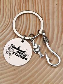 1 pieza Llavero con colgante de piedras preciosas diseñado para entusiastas de la pesca, unisex, accesorio de pesca, regalo, accesorio para coche, accesorio para bolso, encanto escolar, gótico lindo Y2K