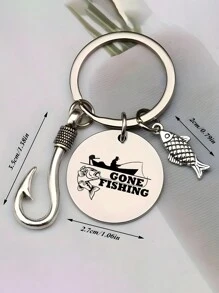 1 pieza Llavero con colgante de piedras preciosas diseñado para entusiastas de la pesca, unisex, accesorio de pesca, regalo, accesorio para coche, accesorio para bolso, encanto escolar, gótico lindo Y2K