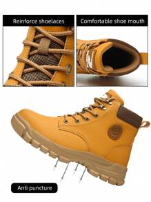 Große Größen Herren High-top Stahlkappe Schutzschuhe, Bequeme Sportschuhe - Gelb - Übersicht 5
