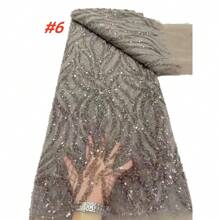 Hand-Beaded French Lace Fabric 2024 High Quality African Red Sequin Lace Embroidery Nigerian Wedding Lace Material Sewing - Multicolor - View 11