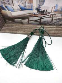 6 件 10 厘米莲花葫芦装饰吊球带流苏珠，DIY 配件 - 灰色 - 查看 3