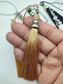 6 件 10 厘米莲花葫芦装饰吊球带流苏珠，DIY 配件 - 灰色 - 查看 6