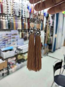 6 件 10 厘米莲花葫芦装饰吊球带流苏珠，DIY 配件 - 灰色 - 查看 7