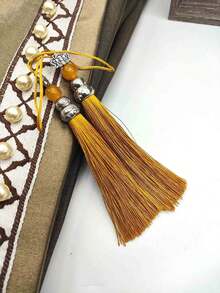 6 件 10 厘米莲花葫芦装饰吊球带流苏珠，DIY 配件 - 灰色 - 查看 5