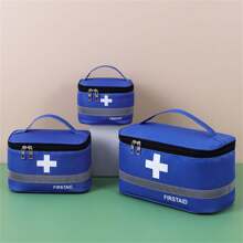 1pc Minimalist Visible Nylon Oxford Medicine Storage Bag, Suitable For Family Travel First Aid Pack, Unisex For Daily Indoor & Outdoor Use Medicine Bag Medicine Storage Bag Medicine Organizer First Aid Kit First Aid Bag Travel Accessories Travel Organizer Travel Essentials Travel Stuff Travelling Bag College Vacation Cruise Summer Holiday Essentials For Outdoor Camping Hiking Hunting
