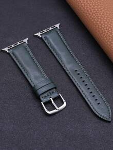 1 dây đeo bằng da bê mới tương thích với Apple Watch Series 10/9/8/7/6/5/4/3/SE/Ultra, dây đeo bằng da thời trang dành cho nam và nữ, mềm mại và thoải mái, thích hợp làm quà tặng ngày lễ cho đồng hồ thông minh - Màu xanh lá cây đậm - Xem 12