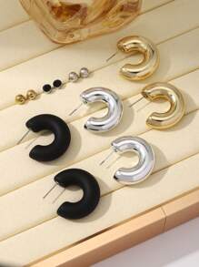 Set de 12 pares de pendientes minimalistas de moda con formas redondas y de lágrima en varios colores, adecuados para uso diario de mujeres o como regalo para días festivos