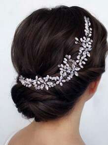 1pc Pearl & Rhinestone Comb Bridal Hair Accessory For Women, Handmade Elegant Boho Tiaras