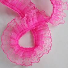 1 paquete 2 yardas de encaje plisado multicolor, accesorios para vestidos DIY, decoraciones para mascotas y muñecas, accesorios de costura, suministros de ropa