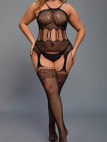 性感内衣加大码透视开裆连体衣无需脱掉性感睡衣 - 黑色 - 查看 3