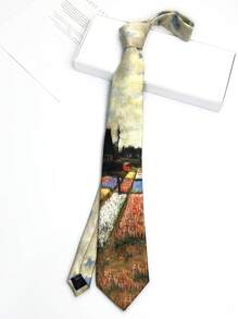 1 pièce de style décontracté, mignon, élégant et bohème. Blouse en polyester avec imprimé de peinture à l'huile, convient pour les fêtes, les affaires et le port quotidien, toutes saisons