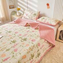 Quilted Bedspread With Double-Sided Pillowcases - 粉紅色的花朵 - 查看 3