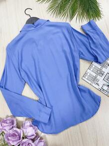 Women's Shirt In Beautiful Viscose Fabric - Baby Blue - View 2
